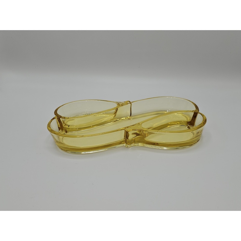 Rare Vintage Heisey Glass Yellow Empress Sahara 3 Part Relish Dish Oblong - Picture 3 of 12